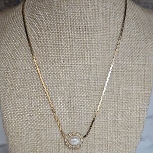 Dior Gold Faux Pearl and Crystal Necklace